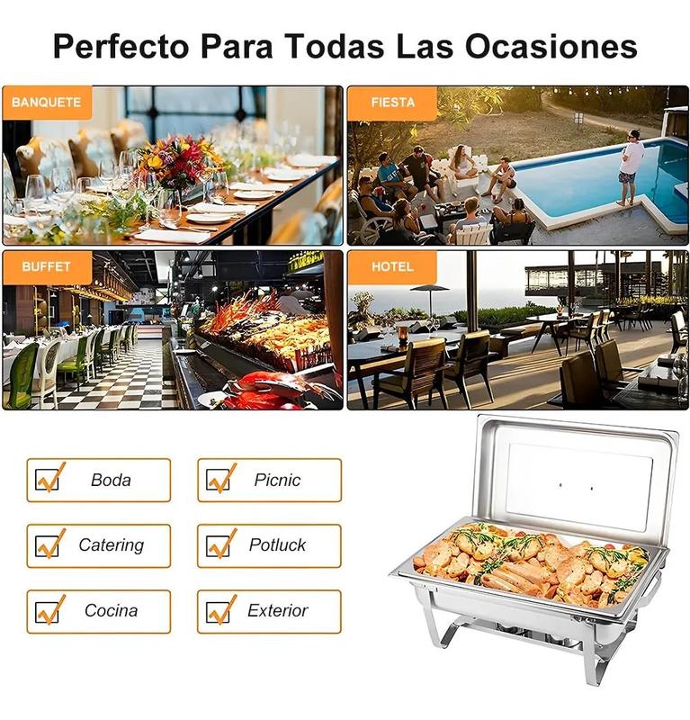 Bufetera 3 Espacios De Acero Inoxidable Para Chef Comedor 9l