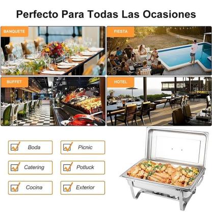 Bufetera 3 Espacios De Acero Inoxidable Para Chef Comedor 9l