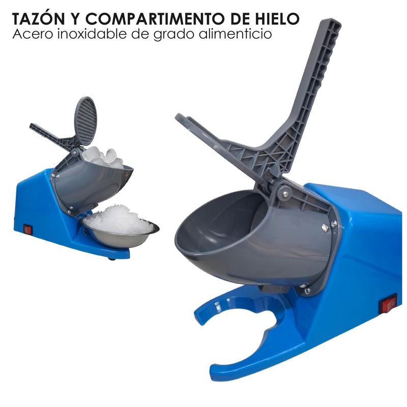 Maquina Trituradora De Hielo Para Raspados Eléctrica Tritura 50 Kilos De Hielo Acero Inoxidable y plástico Triturador Hielo Con Boul Hielo Frappes Raspados de Hielo Acero inoxidable y plástico resistente