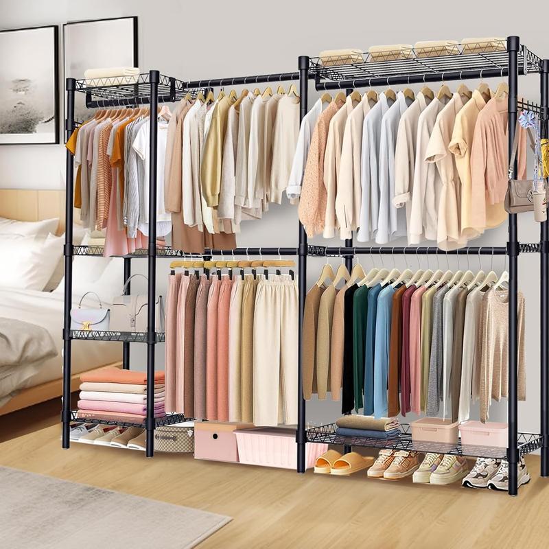 Clóset Armable de Metal Reforzado Perchero de Pie Organizador Ropa Grande