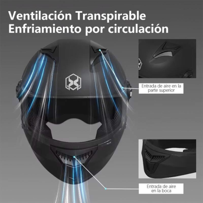 Mica Casco Abatible Moto Deportivo Dot Azul Oscuro Monocolor Certificado Doble Visera Antirrayas Antiruido Ventilación Completa Seguridad Profesional Negro Mate