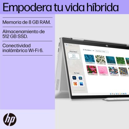 HP Laptop Pavilion x360 14-ek0010la, Intel Core i3, 8 GB RAM, 512 GB SSD, FHD, 14", Táctil, Windows 11 Home, Teclado en Español, Garantía México, Plateado