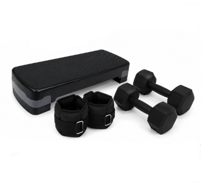 Lincky Step Banco Aerobics Fitness Crosfit Ajustable 9.5-15 cm Resistencia 300 kg Gomas Antiderrapantes Gris para Gimnasio y Hogar