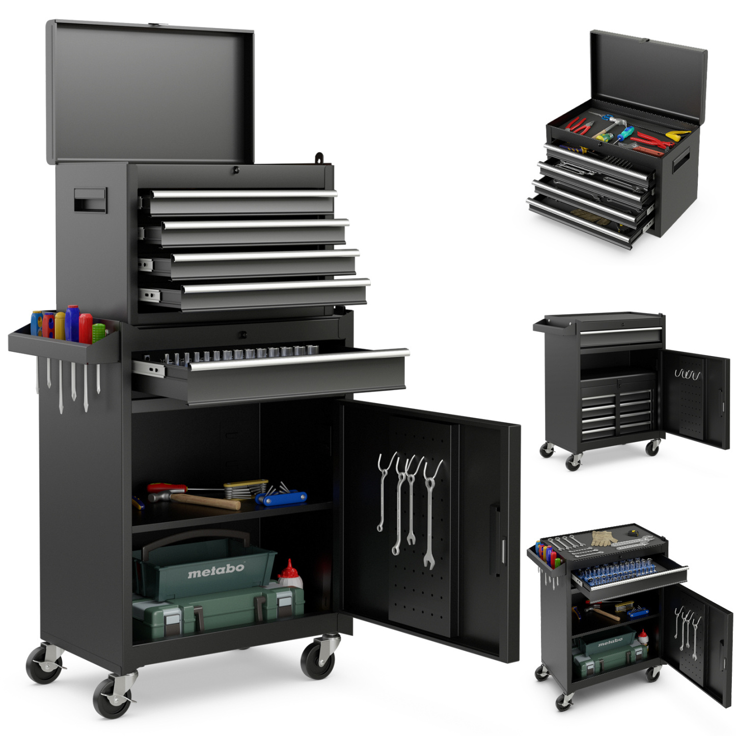 Caja para Herramientas Rodante de 5 Cajones, Armario para Herramientas