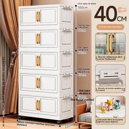 Gabinete de exhibición plegable de doble puerta en oferta, gabinete de almacenamiento de ropa para el hogar, organizador de caja, armario de almacenamiento de juguetes y snacks
