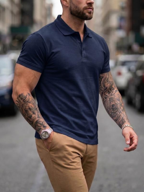 MODA MANIA Playera Camiseta Polo Básica Slim Fit de Algodón Acanalado Transpirable Estilo 'Old Money' Casual de Negocios para Verano y Diario