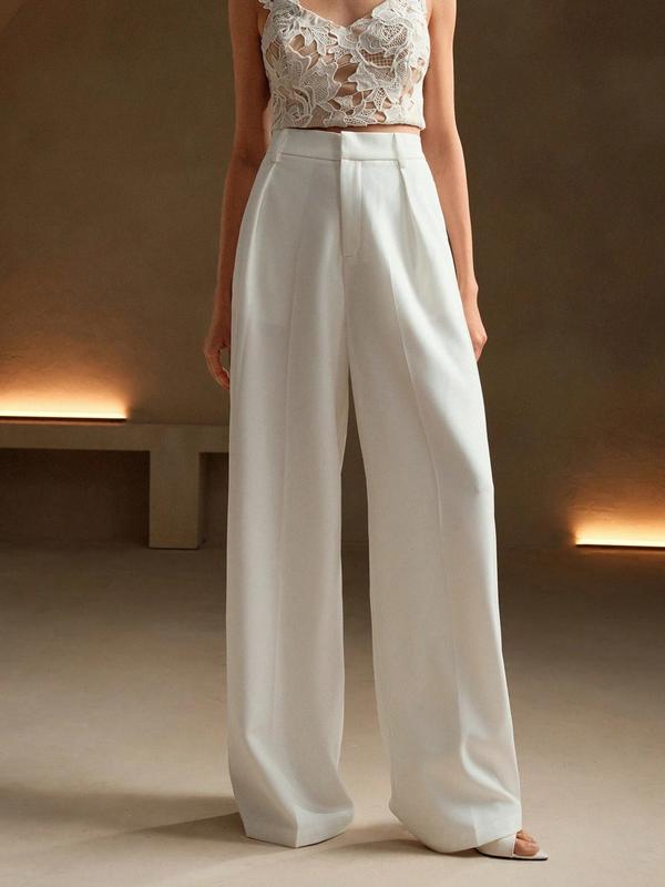 Pantalones de pierna ancha lisos para mujer (Paquete de 3)