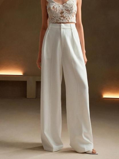 Pantalones de pierna ancha lisos para mujer (Paquete de 3)