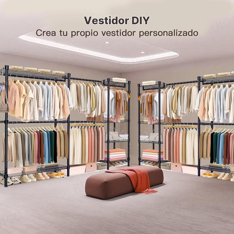 Clóset Armable de Metal Reforzado Perchero de Pie Organizador Ropa Grande