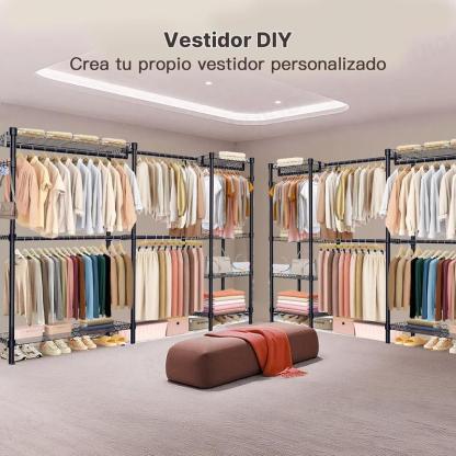 Clóset Armable de Metal Reforzado Perchero de Pie Organizador Ropa Grande