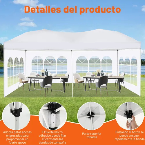 Toldo Carpa Impermeable Plegable Con Paredes Laterales 3*6m