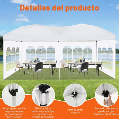 Toldo Carpa Impermeable Plegable Con Paredes Laterales 3*6m