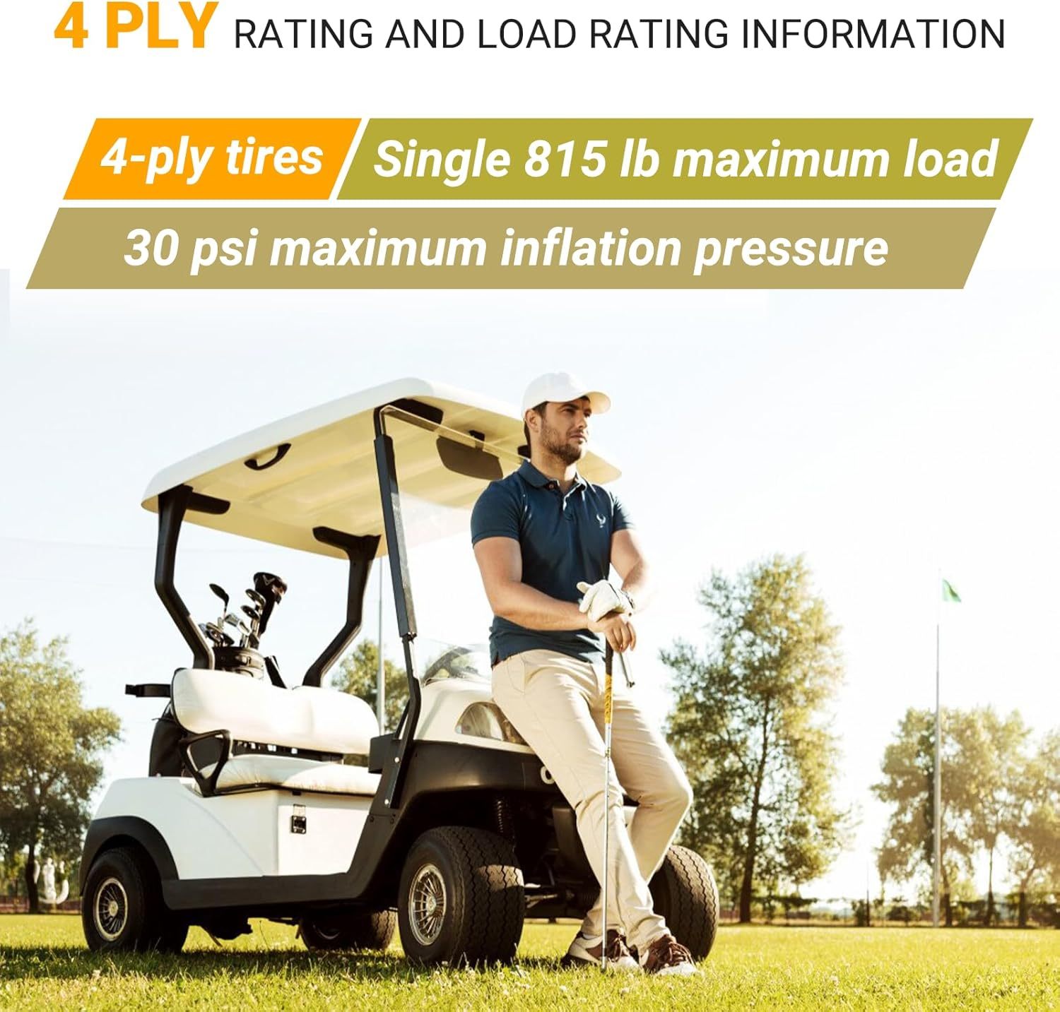 AR-PRO Paquete de 2 neumáticos para cortacésped de 20 x 8.00-8 (4 capas sin cámara), neumáticos sin cámara de repuesto para cortacésped, carritos de golf y ATV, llanta no incluida