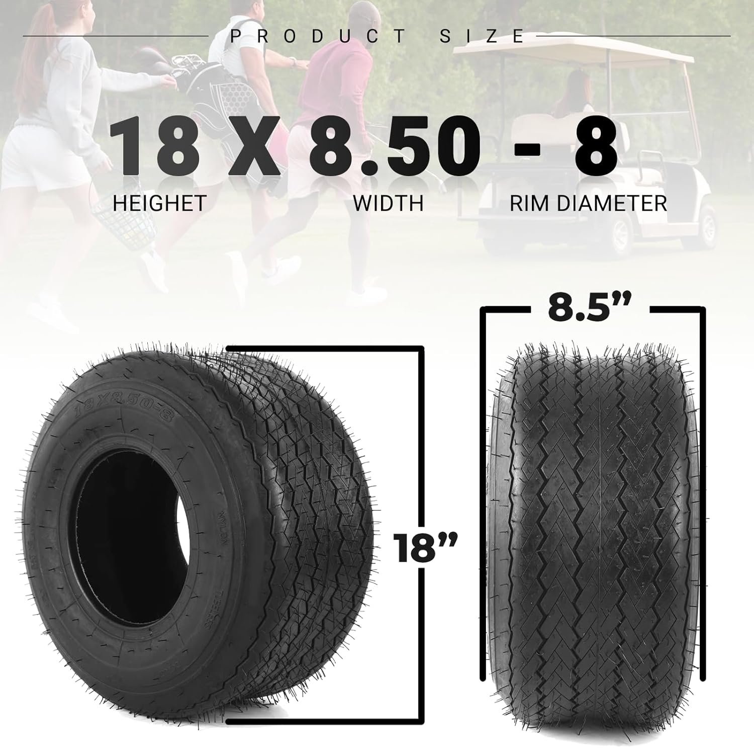 AR-PRO Paquete de 2 neumáticos para cortacésped de 20 x 8.00-8 (4 capas sin cámara), neumáticos sin cámara de repuesto para cortacésped, carritos de golf y ATV, llanta no incluida