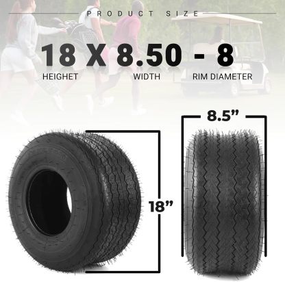 AR-PRO Paquete de 2 neumáticos para cortacésped de 20 x 8.00-8 (4 capas sin cámara), neumáticos sin cámara de repuesto para cortacésped, carritos de golf y ATV, llanta no incluida