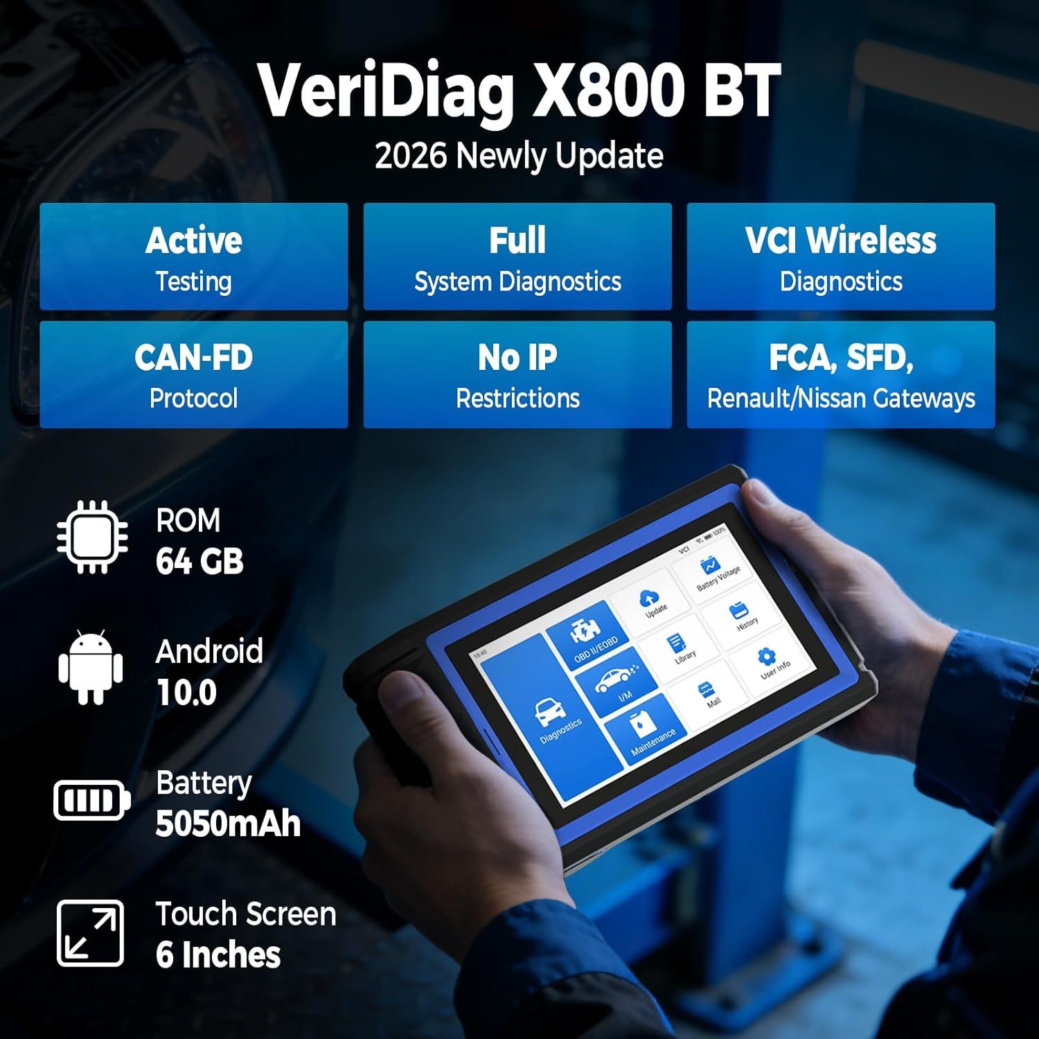 TOPDON VeriDiag X800 BT OBD2 EscÃ¡ner, herramienta de escaneo bidireccional 2026 mejorada con 34 servicios de reinicio, herramienta de diagnÃ³stico automotriz inalÃ¡mbrica de sistema completo
