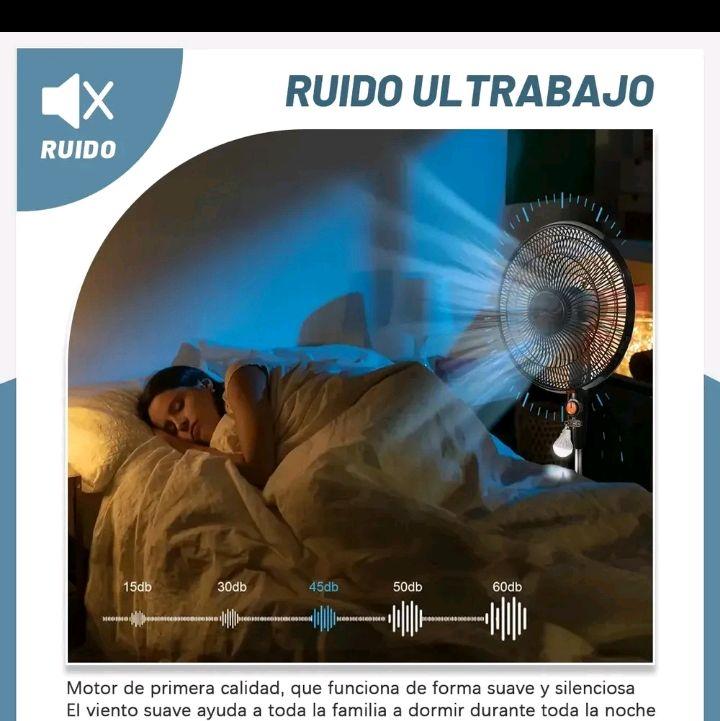 Ventilador Tres Velocidades Recargable con Panel Solar Tres Ajustes de Viento Tono Claro y Poco Ruido Gran Angular Viento Cinco Hojas Ereeze Fuerte