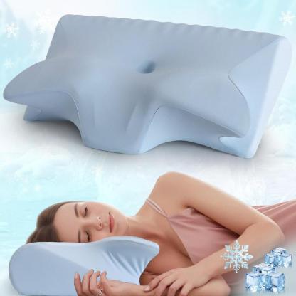 Almohada suave de espuma viscoelástica para el cuello, 1 unidad; almohada cómoda con soporte para el cuello y cojín de descanso para dormir; diseño de espuma viscoelástica que ofrece soporte. #TOP PICKS