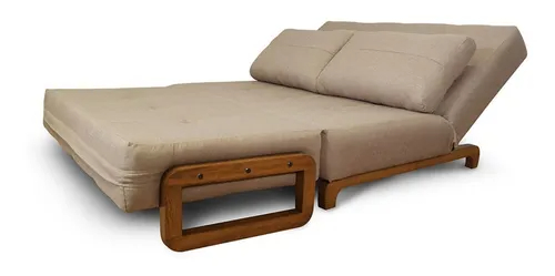 Sofa Cama Plegable Matrimonial Moderno Ingenia Mobydec Marrón Lino