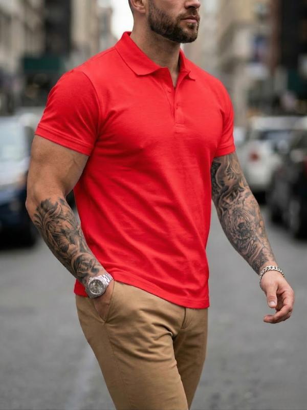 MODA MANIA Playera Camiseta Polo Básica Slim Fit de Algodón Acanalado Transpirable Estilo 'Old Money' Casual de Negocios para Verano y Diario