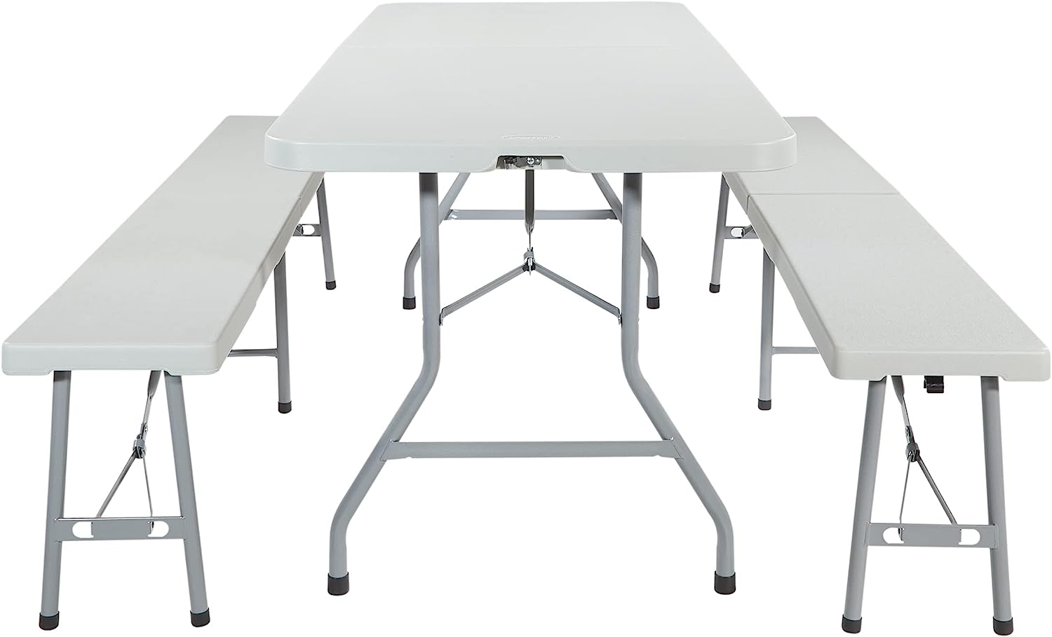 VINGLI Juego de mesa de picnic con 2 bancos, juego de sillas de mesa de camping de 6 pies, muebles plegables de 3 piezas para uso interior o exterior