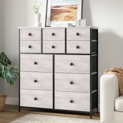 Comoda Cajonera Para Recamara 12 Cajones De Tela Color Blanco