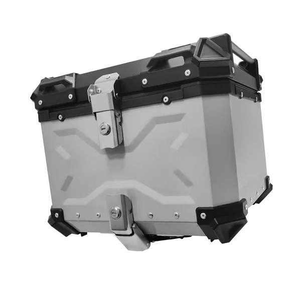 Baúl genérico de seguridad para maleta de motocicleta de 30 litros con cerradura para almacenamiento de equipo de viaje Plata en relieve