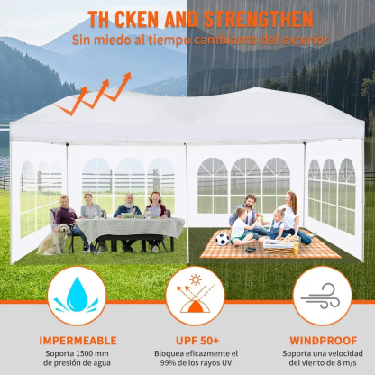 Toldo Carpa Impermeable Plegable Con Paredes Laterales 3*6m