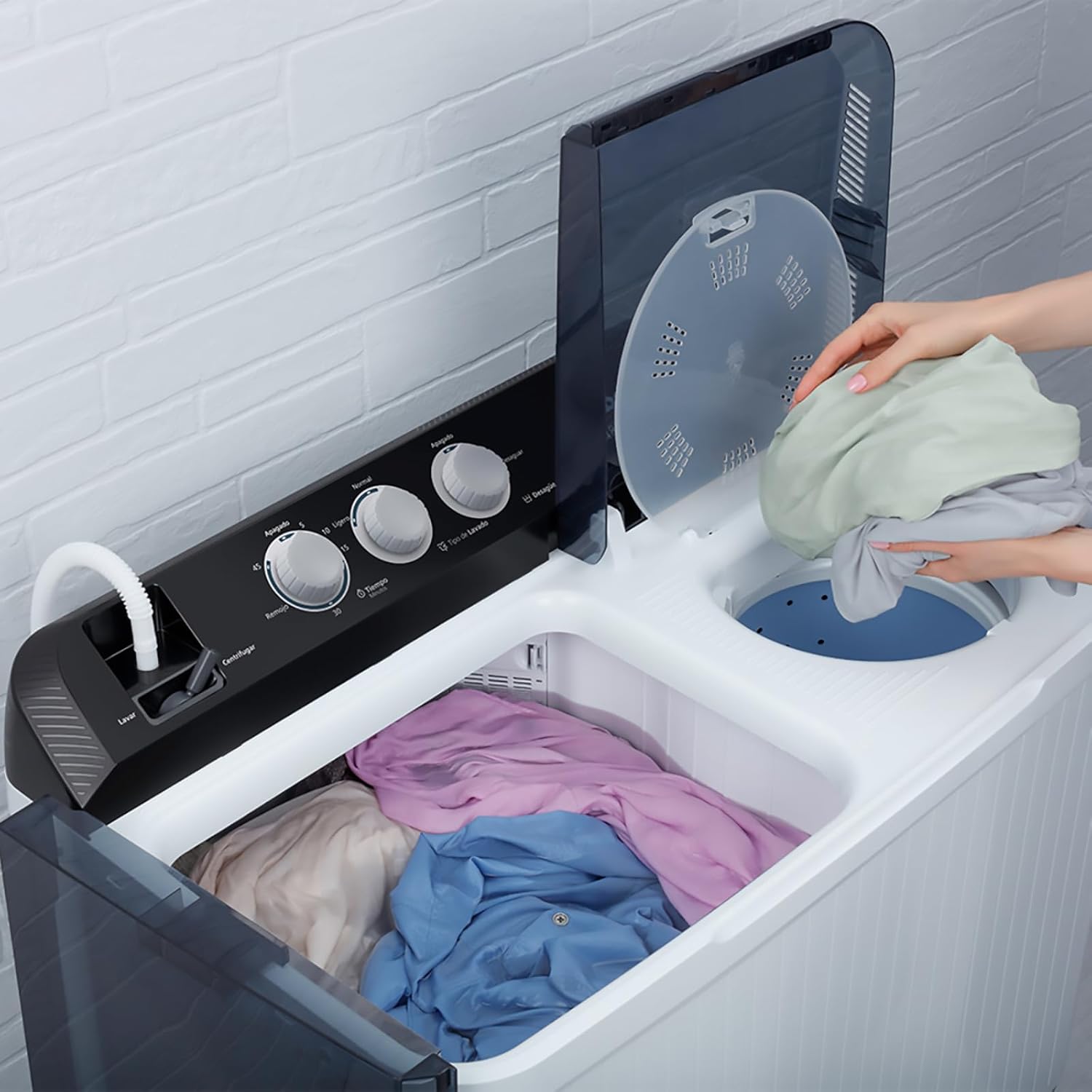 Lavadora Semiautomática Mabe 2 Tinas 16 kg Blanca LMDX6124HBAB0