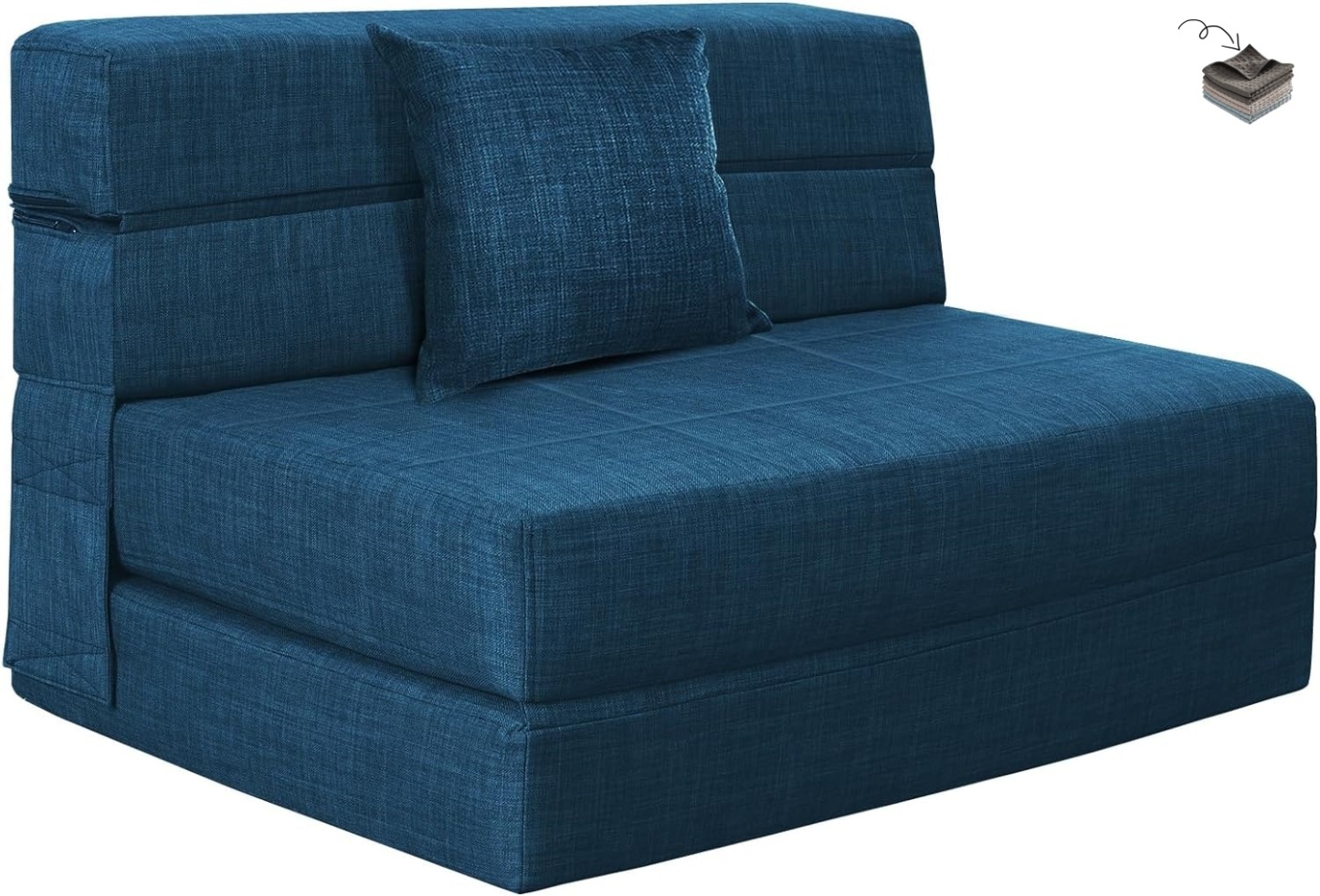 Nigoone - Sofá plegable tamaño Queen de espuma viscoelástica con 2 almohadas, sillón perezoso, triple futón, camas convertibles, funda lavable, gris oscuro