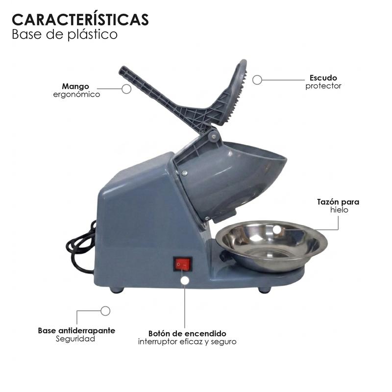 Maquina Trituradora De Hielo Para Raspados Eléctrica Tritura 50 Kilos De Hielo Acero Inoxidable y plástico Triturador Hielo Con Boul Hielo Frappes Raspados de Hielo Acero inoxidable y plástico resistente
