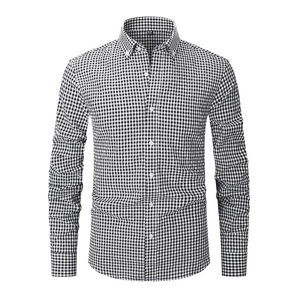 【3PCS】Men's plaid shirt; casual daily breathable long-sleeved stretch button-down collar men's coat. camisas mangalarga para hombres Menswear Top