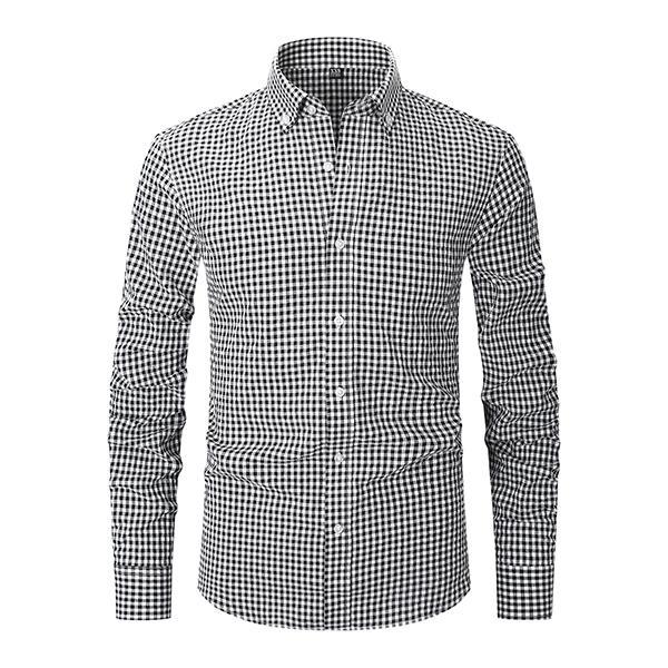 【3PCS】Men's plaid shirt; casual daily breathable long-sleeved stretch button-down collar men's coat. camisas mangalarga para hombres Menswear Top