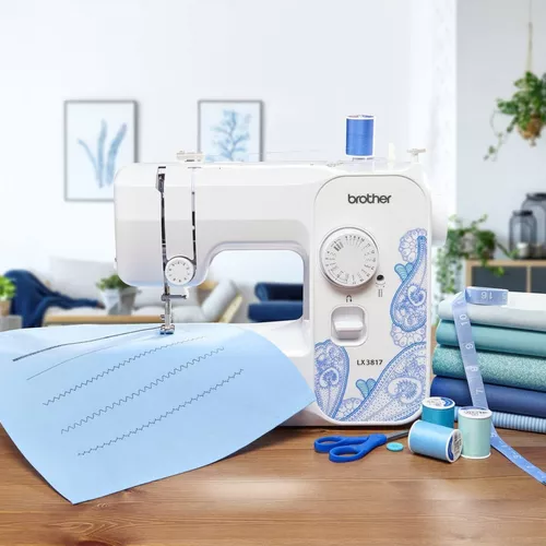 Máquina de coser Brother LX3817 portátil blanca 110V-rag