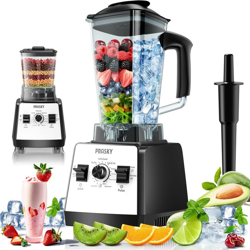 Prasky 2 en 1: Licuadora y Molinillo de 102 oz para uso doméstico. Potente licuadora de cocina de gran capacidad (68 oz), libre de BPA, con 2 recipientes de sobremesa. Tritura hielo, prepara salsas y batidos, y muele café y especias. Ideal para bebidas co