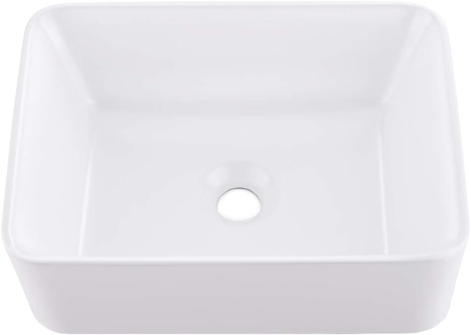 VOKIM - Conjunto de fregadero y llave de baño de 20 x 14 pulgadas, rectángulo moderno sobre el mostrador, porcelana negra, lavabo de cerámica y llave de bronce aceitado