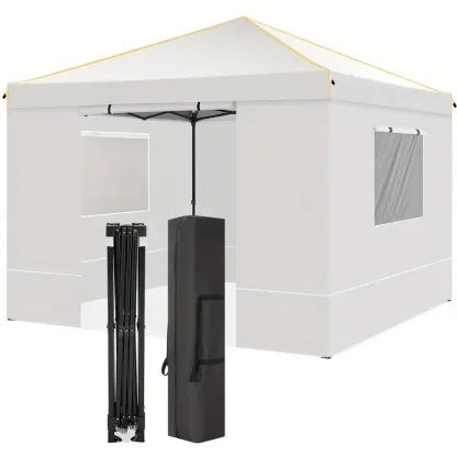 Gazebo con toldo emergente de tela Oxford impermeable portátil de 10x10 con ventanas de malla - Fácil de instalar, 4 estacas y cuerda - Adecuado para 8 personas, normalmente impermeable, soportes de aleación, cierre de cremallera