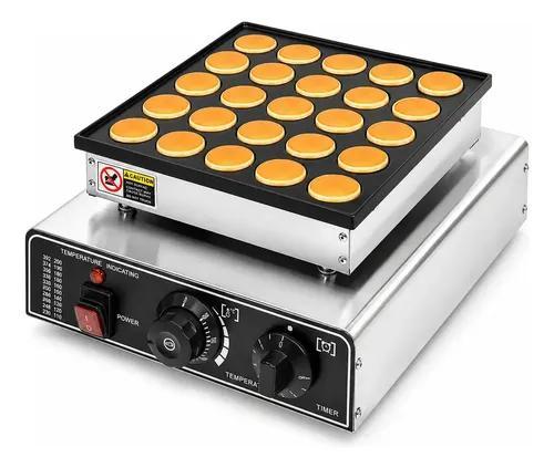 Maquina Electrica para Mini Hotcakes Gutstark 25 Piezas | Parrilla Antiadherente con Temporizador y Control de Temperatura | Ideal para Negocio Cafeteria y Casa | Acero Inoxidable 900W Mini Pancakes