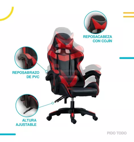 Silla De Escritorio Gamer Ergonómica Reclinable Comoda Homeo Titano TT-SGSRPBL Color Rojo Material del tapizado PVC