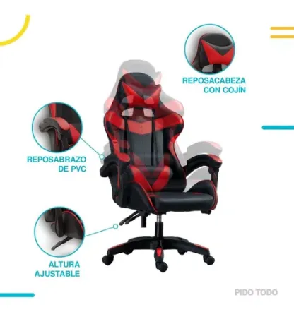 Silla De Escritorio Gamer Ergonómica Reclinable Comoda Homeo Titano TT-SGSRPBL Color Rojo Material del tapizado PVC