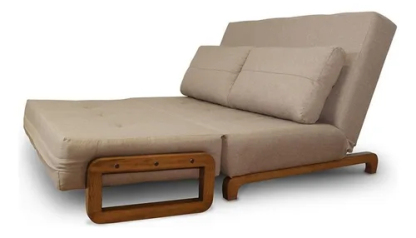 Sofa Cama Plegable Matrimonial Moderno Ingenia Mobydec Marrón Lino