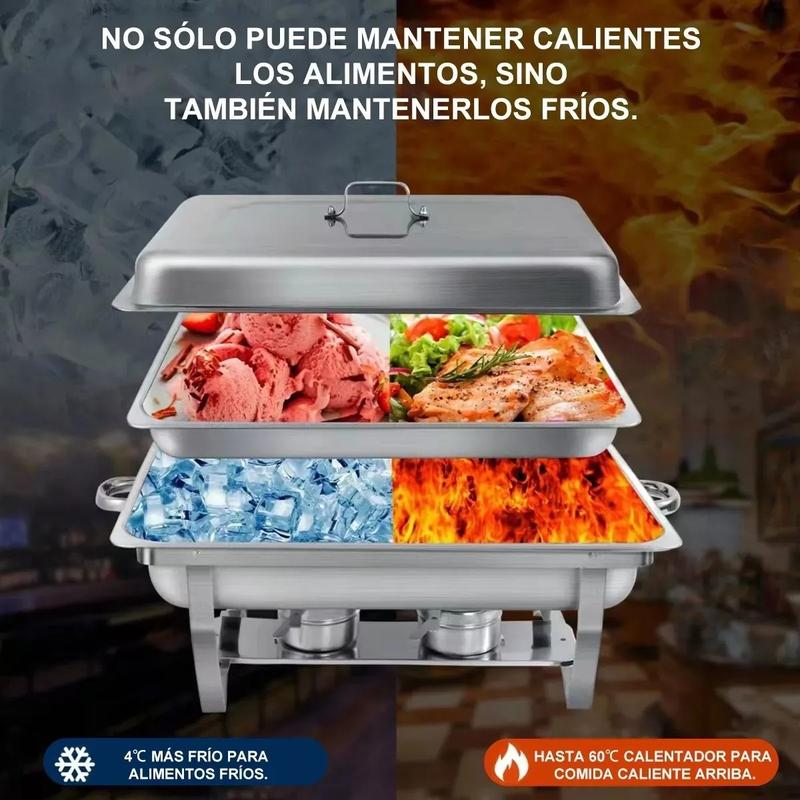 Bufetera 3 Espacios De Acero Inoxidable Para Chef Comedor 9l