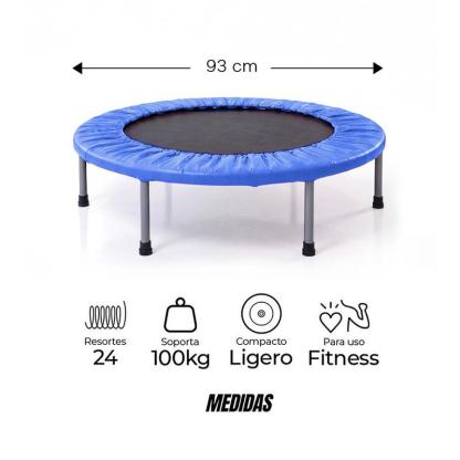 Trampolín para ejercicio compacto y ligero en casa con 24 resortes, diámetro 93 cm, brincolín fitness para adultos ideal para gimnasio y hogar.