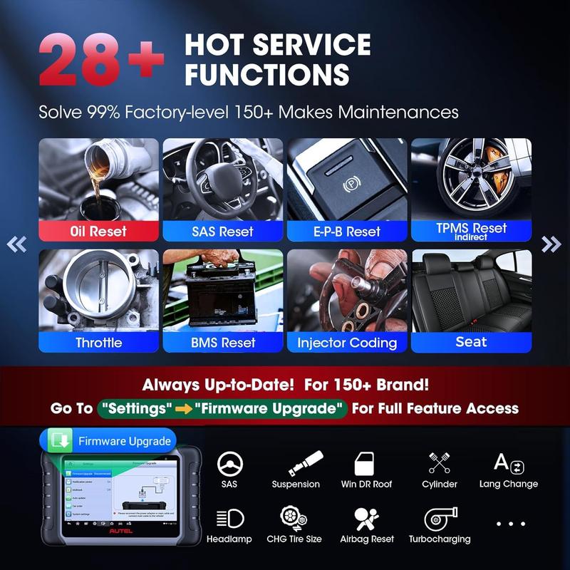 Escáner de diagnóstico automotriz bidireccional para todos los sistemas, con más de 28 funciones de servicio y prueba activa.