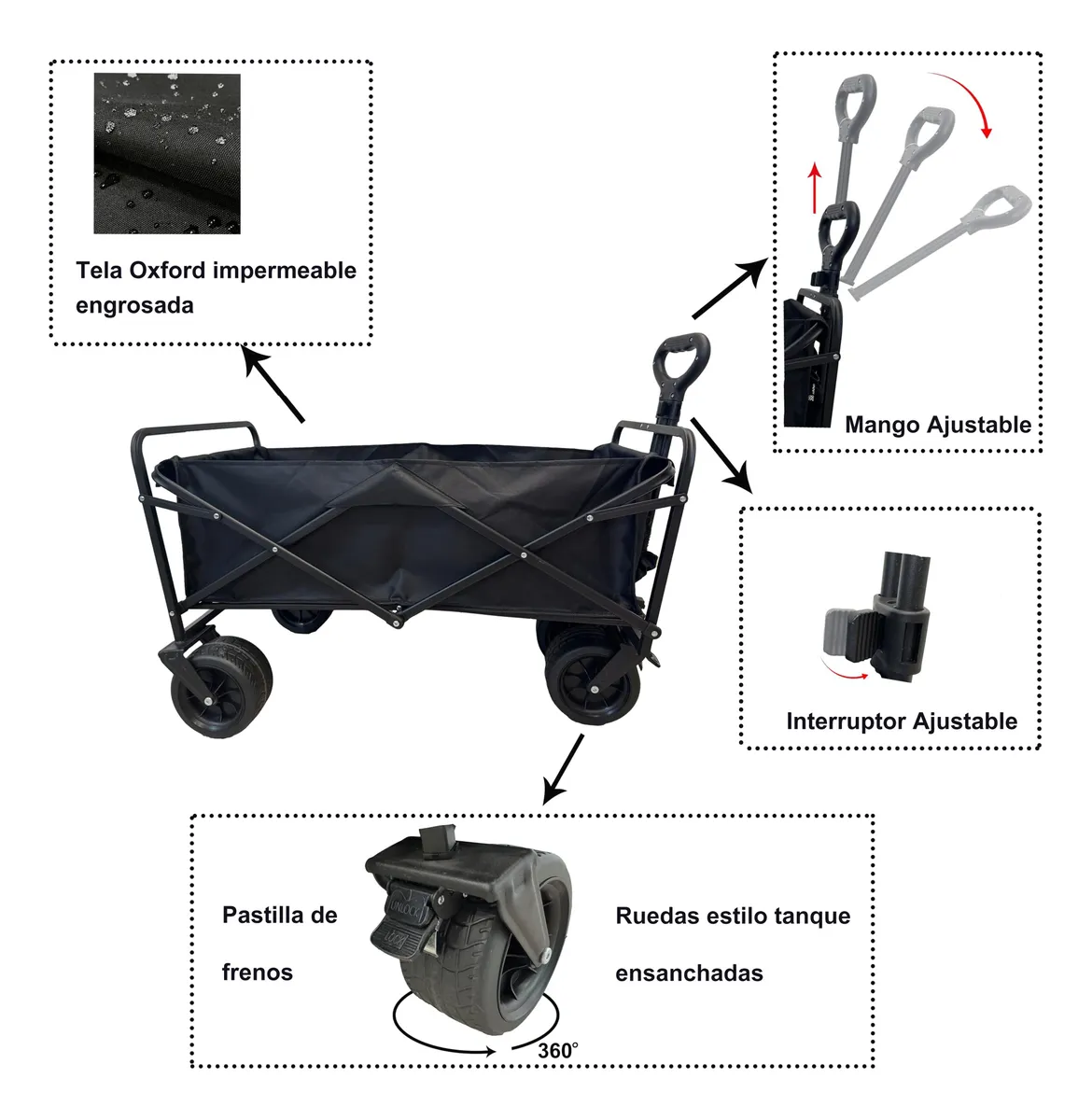 [Copy]Carrito De Camping Plegable, Carro De 360°, Plegable, Para E