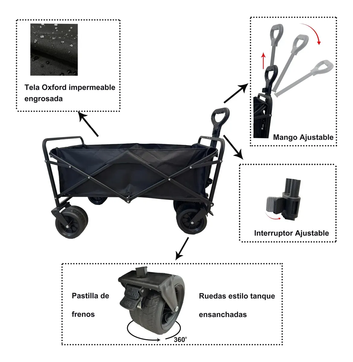 [Copy]Carrito De Camping Plegable, Carro De 360°, Plegable, Para E