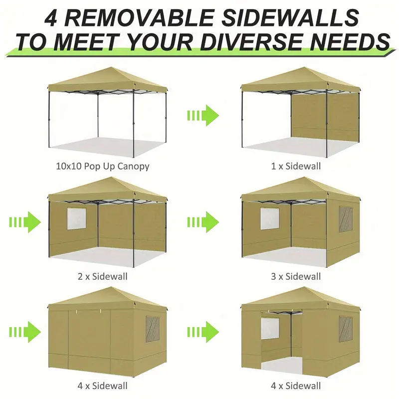 Gazebo con toldo emergente de tela Oxford impermeable portátil de 10x10 con ventanas de malla - Fácil de instalar, 4 estacas y cuerda - Adecuado para 8 personas, normalmente impermeable, soportes de aleación, cierre de cremallera