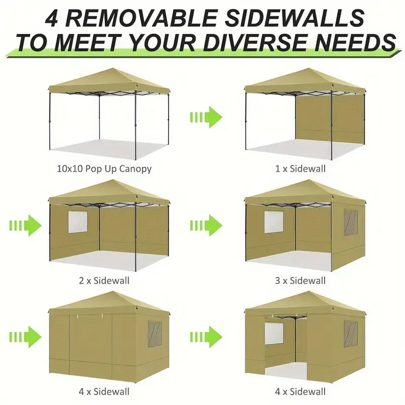 Gazebo con toldo emergente de tela Oxford impermeable portátil de 10x10 con ventanas de malla - Fácil de instalar, 4 estacas y cuerda - Adecuado para 8 personas, normalmente impermeable, soportes de aleación, cierre de cremallera