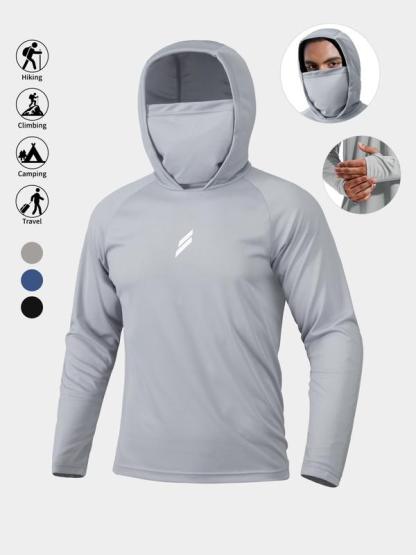 (3 piezas)Conjunto de protección solar con capucha para hombre 