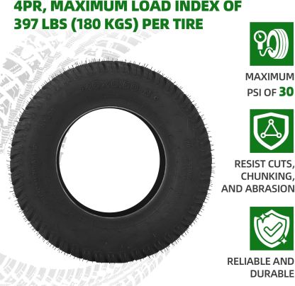 AR-PRO Paquete de 2 neumáticos para cortacésped de 20 x 8.00-8 (4 capas sin cámara), neumáticos sin cámara de repuesto para cortacésped, carritos de golf y ATV, llanta no incluida